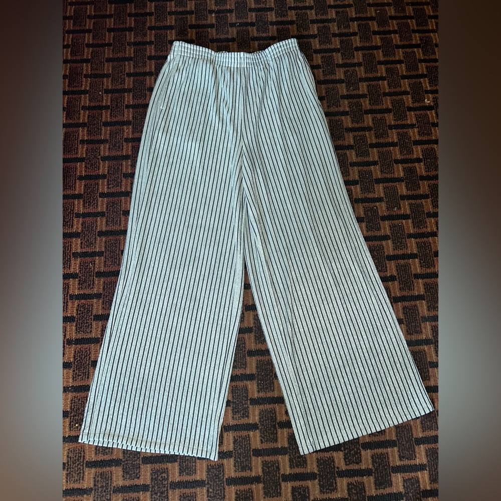 HALARA Black and White Striped Wide Leg Pants size large